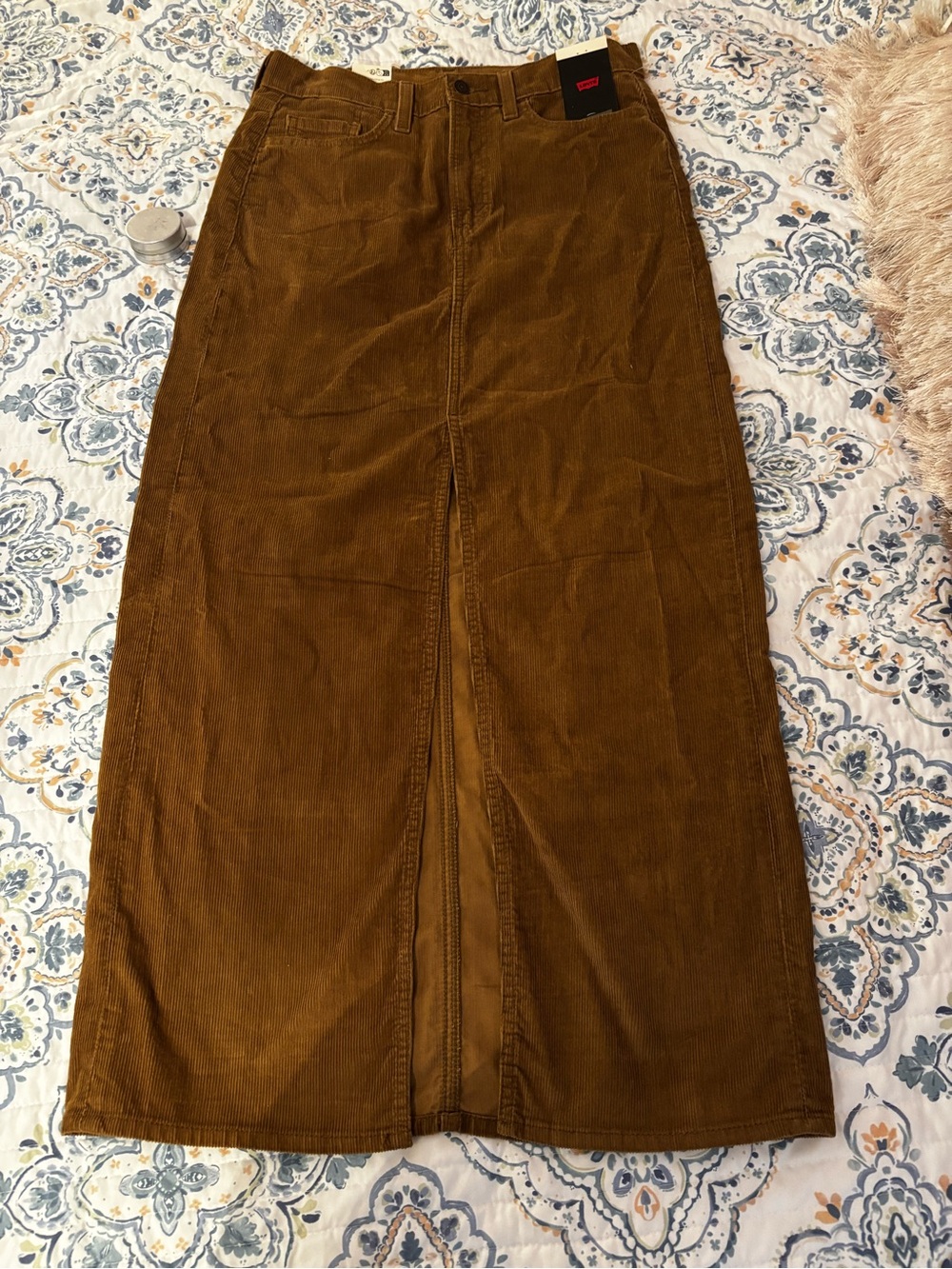 Levi's Brown Corduroy Maxi Skirt with Front Slit